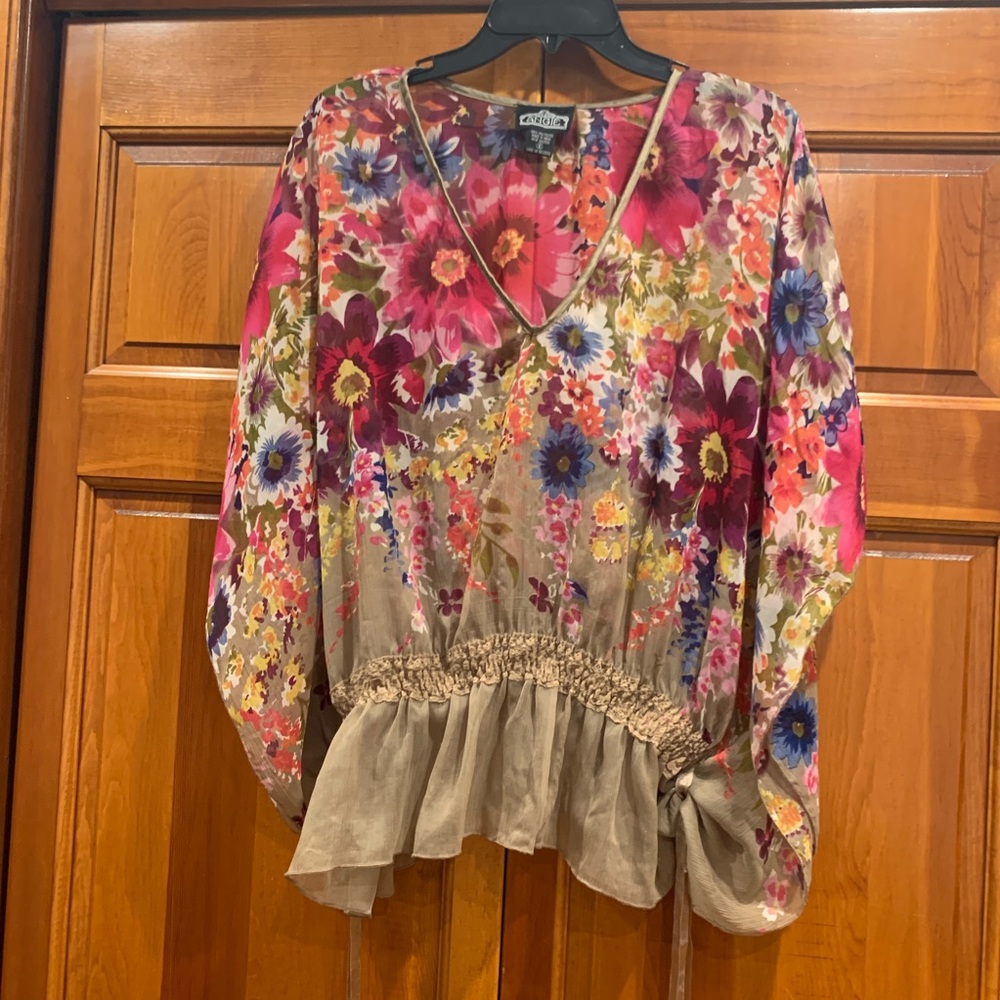 Beautiful chiffon floral sheer blouse
